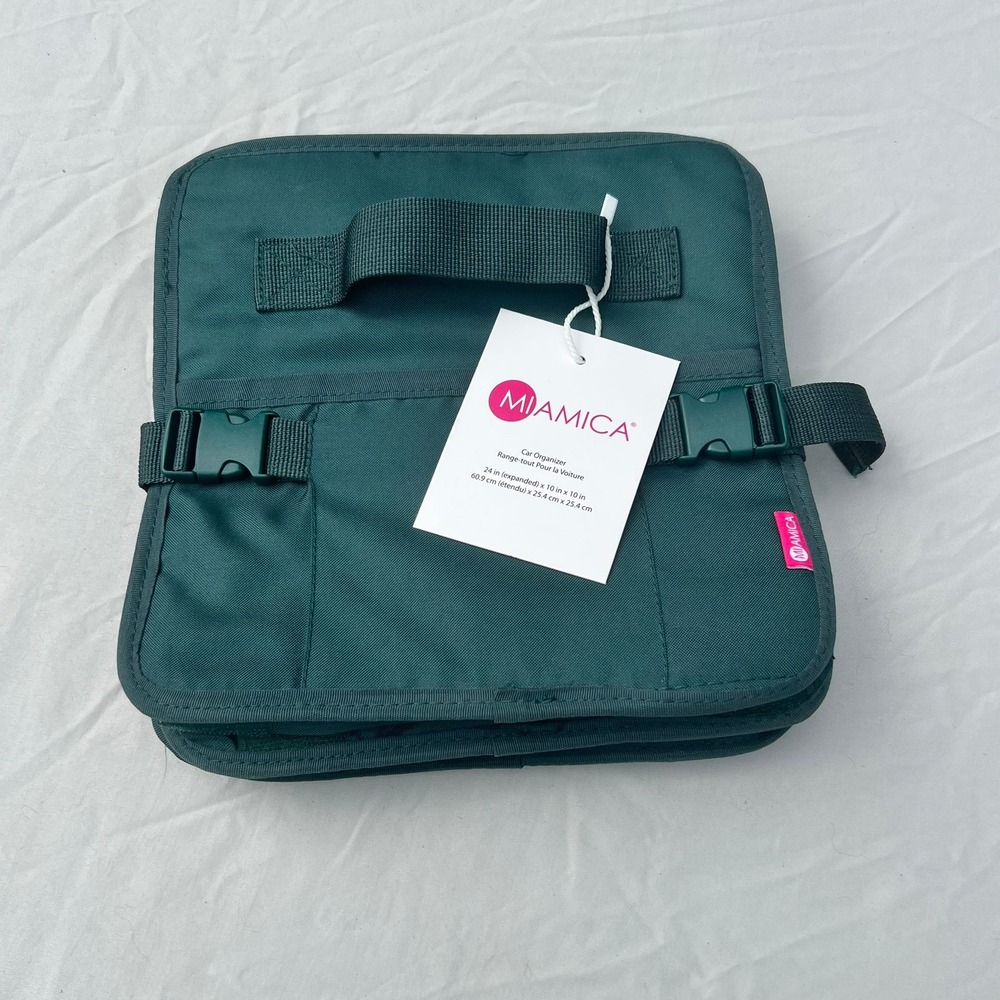 Miamica Car Organizer Forest‎ Green 3 Compartment Collapsible Trunk Storage New
